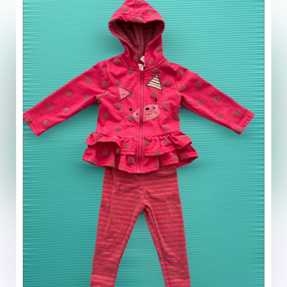Nannette Pink and Brown Striped Toddler Outfit